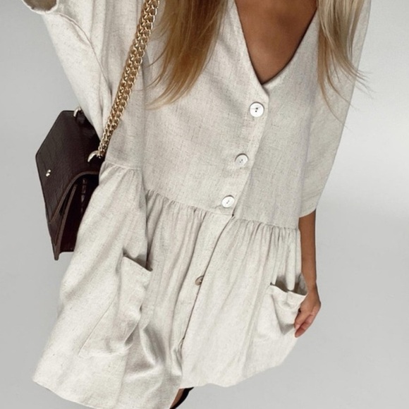 Princess Polly The Sandy Mini Dress Natural S/M - Picture 1 of 8